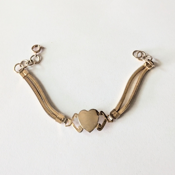 Vintage Signed Hong Kong Gold Tone Heart Bracelet - Picture 1 of 4